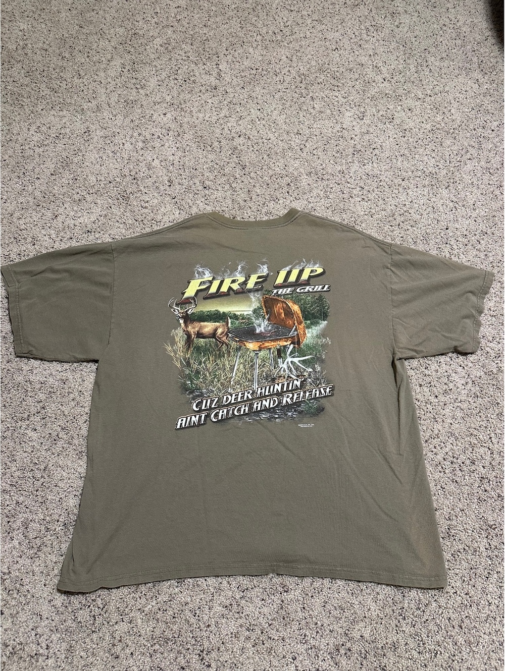 Buck Wear Fire Up The Grill Graphic T-Shirt 2XL